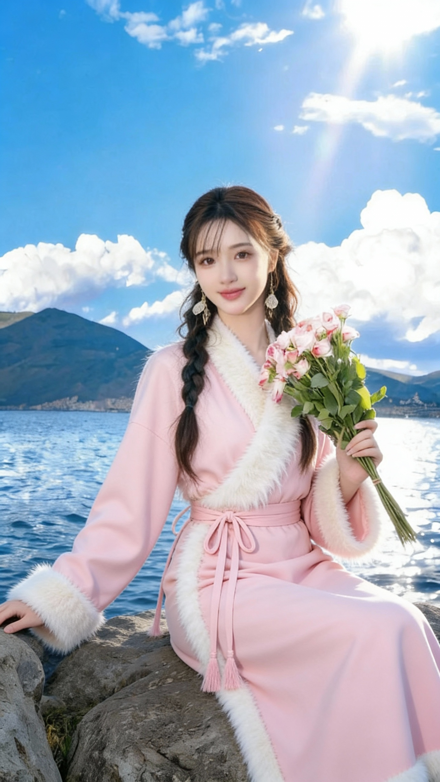 图1中人物穿上图2中服饰和头饰