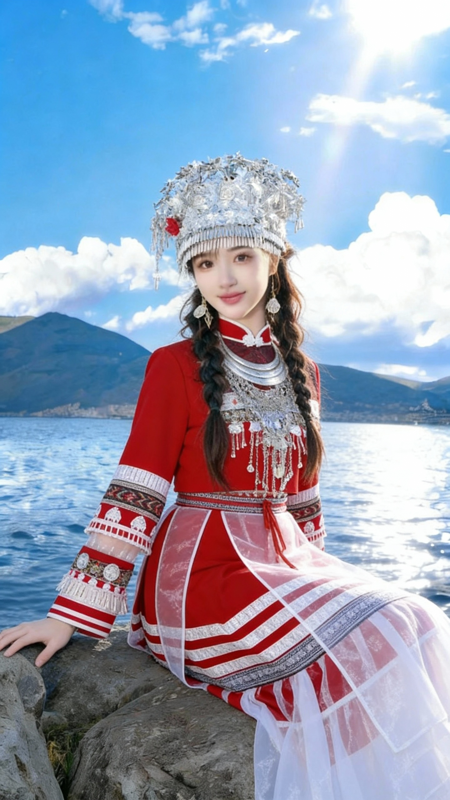 图1中人物穿上图2中服饰和头饰